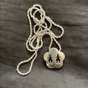 Silver two kids necklace
